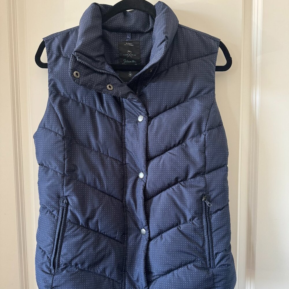 Gap Navy Micro Dot Puffer Vest | Minimalist Layer Size Medium